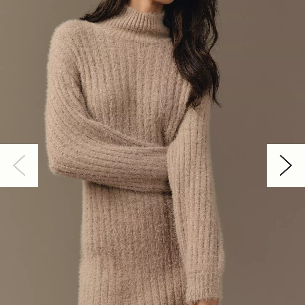 Anthropologie Cozy Taupe Ribbed Sweater Dress